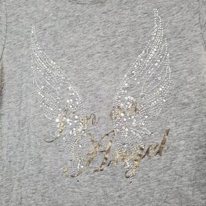 Victorias Secret Women Top Medium Gray Tunic Shirt I'm An Angel Rhinestones READ